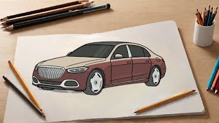 "Step-by-Step Guide to Drawing a Mercedes Maybach s580"