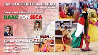 28 de febrero de 2023. El matador de toros mexicano Isaac Fonseca en el Club Cocherito de Bilbao