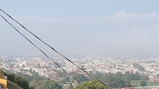 Ceniza y neblina en Cholula, Puebla: Desde el Santuario de la Virgen de los Remedios