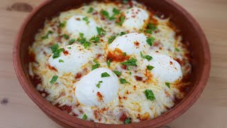 الشكشوكة(البيض بصلصة الطماطم)على الطريقة التركية/فطور/غذاء/عشاء،أسهل والذ وجبة😋😋