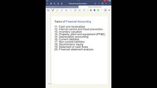 Topics of Financial Accounting 101