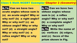 Class 6 Math Ch-2 Q 74 to Q 76 Math NCERT Exemplar Solution|MATH|NCERT|Geometry|CBSE|Chapter 2|NCERT