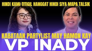 KABATAAN PARTYLIST NAG HAIN NG COC MAY PATUDSADA SA PUBLIKO HINGIIL KAY VP SARAH