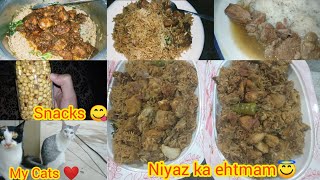 Full day Vlog|Ghr p Niyaz bnaya|boht tasty biryani bni bbq flavr chicken m🤤diet snacks ideas Vlog#41