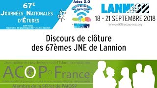 Intervention de clôture des 67 èmes JNE