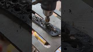 Drilling Out the Handle Holes in a 6" Chef Knife #knife  #knifemaking #bladesmith #asmr #knifehandle