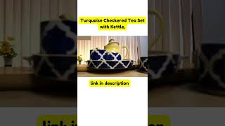 Turquoise Checkered Tea Set with Kettle, Available on Amazon #short #shortfeed #fyp#homemakersakhi