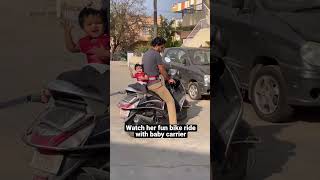 Fun bike ride with baby carrier belt  #babygirl #oneyearold #shorts #trending #viralvideo #cute