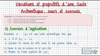 #DELTA #Sens de variation et propriétés d'une suite arithmétique