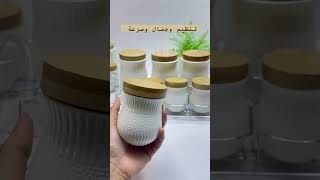 طقم علب بهارات سيراميك مع حامل 7 قطع لون بيج