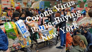 Corona Virus Panic-Buying Leading To Empty shelves,long lines at NEW YORK Supermarkets