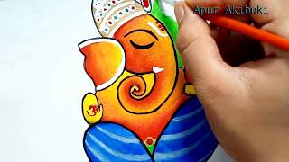 Easy drawing of ganesha | Ganesha ji drawing and coloring | ganapati bappa abstract art |