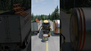 Buses Bollard Container Crash - BeamNG.drive