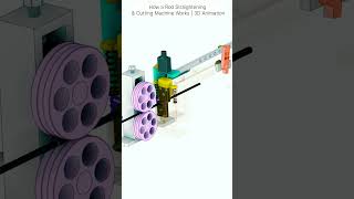 How a Rod Straightening & Cutting Machine Works | 3D Animation #Shorts