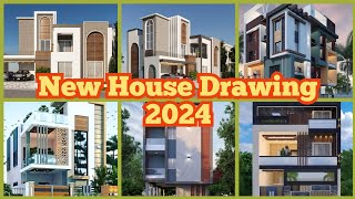 New House Drawing 2024 || front House Design ||