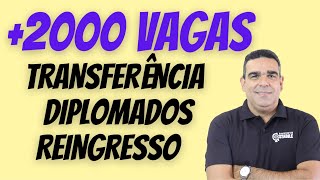 DUAS UNIVERSIDADES ABREM MAIS DE 2000 VAGAS PARA TRANSFERÊNCIA, REINGRESSO E PORTADORES DE DIPLOMAS!