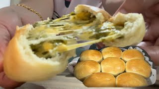 Cheesy cheddar spinach bread (bun)|| air fryer recipe || fast,easy and yummy