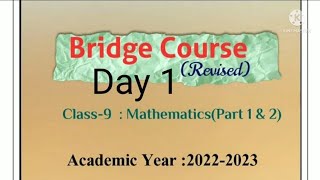 Class 9 | Bridge course | Day 1 | Subject Maths  | सेतू  अभ्यासक्रम इयत्ता नववी | दिवस पहिला