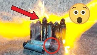 EXPLOSION Batteries and Coca-Cola cans by Fire TUBE