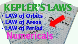 KEPLER'S LAWS. ALL THREE LAWS WITH STATEMENT AND EXPLANATION. WITH NUMERICALS.