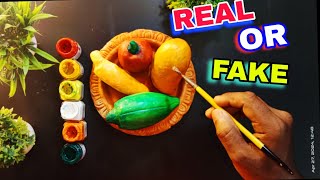 Mitti ki Fruit Painting 😍 | Soil Fruits Drawing 🤫🤩| Real or Fake