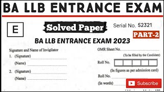 BA LL.B ENTRANCE EXAM QUESTION PAPER | MDU BA LL.B ENTRANCE EXAM 2023 PAPER SOLUTION Part-2