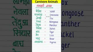 10 Carnivorous Animals name in English and Hindi #shorts #carnivorousanimals