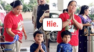 Bharti Singh With Her Son Gola Sweet Gesture Towards Media At Mumbai Airport