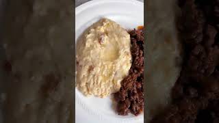 Grits with bacon and seasoned ground beef #shorts #viral #foodie