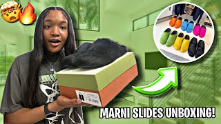 MARNI SLIDES UNBOXING! 🔥 | SIZING + REVIEW + ON FEET *THE FURRY SLIDES*