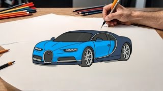 How to draw a BUGGATI CHIRON / how to draw a buggati Chiron sports car