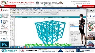 Staad Pro Member Specification Tutorial Part-8 Hindi(Gemini Architectural)