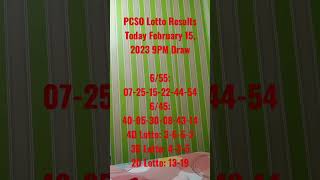 PCSO LOTTO RESULT today 9PM draw February 15,2023