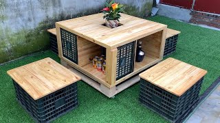 Amazing Plan Ideas Not To Be Missed For Woodworking Project Recycled From Pallet And Plastic Baskets