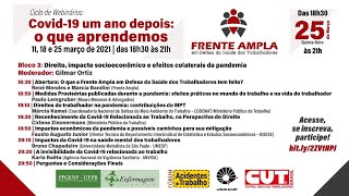 Direito, impacto socioeconômico e efeitos colaterais da pandemia.