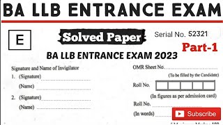 BA LL.B ENTRANCE EXAM QUESTION PAPER | MDU BA LL.B ENTRANCE EXAM 2023 PAPER SOLUTION