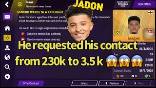 FM Mobile 2021 - How Sancho requested his contact 230k to 3.5k !!! 🤦‍♂️