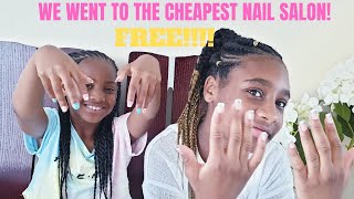 WE WENT TO THE CHEAPEST NAIL SALON!! EASY DIY KIDS GLUE ON NAILS ON KIDS!!