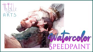 Watercolor illustration process speedpaint of "Two Men in love"