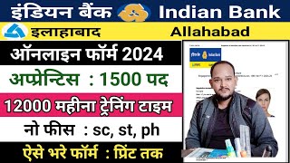 Indian Bank Apprentice Online Form 2024 Kaise Bhare || Indian Bank Apprentice Form Fill UP 2024 ||