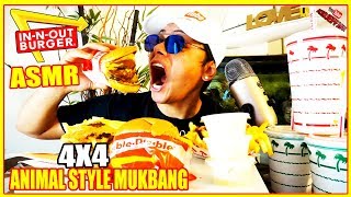 ASMR IN-N-OUT SECRET MENU 4X4 ANIMAL STYLE COMBO | NO TALKING MUKBANG