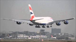 British Airways A380 Landing RWY 07R @Frankfurt Airport