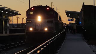 MBTA K-car #1703 crosses Everett Avenue with a horn salute! (and a GP40MC with the lights on!)