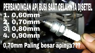 Perbandingan api busi saat celahnya disetel 0,60mm - 0,90mm