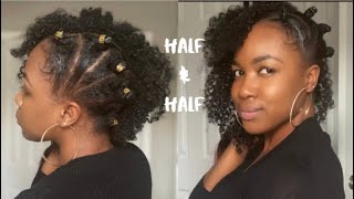 Half Bantu Knots Half Curly Hairstyle Using DIY Clip Ins | Protective Style for Type 4 Hair