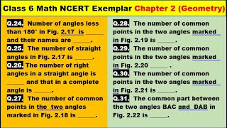 Class 6 Math Ch-2 Q 24 to Q 31 Math NCERT Exemplar Solution|MATH|NCERT|Geometry|CBSE|Chapter 2|NCERT