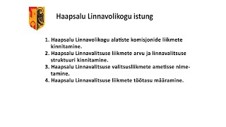 Haapsalu Linnavolikogu istung (26.11.2021)