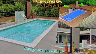 PISCINA DE FIBRA SPLASH, Vale a pena? Review Completo. Modelo tradicional Spa, com borda de pedra.