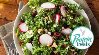 Kale Superfood Salad with Parmesan Garlic Protein Crackers