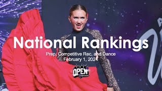 February 1, 2024 - National Rankings for Prep, Competitive Rec, and Dance Divisions